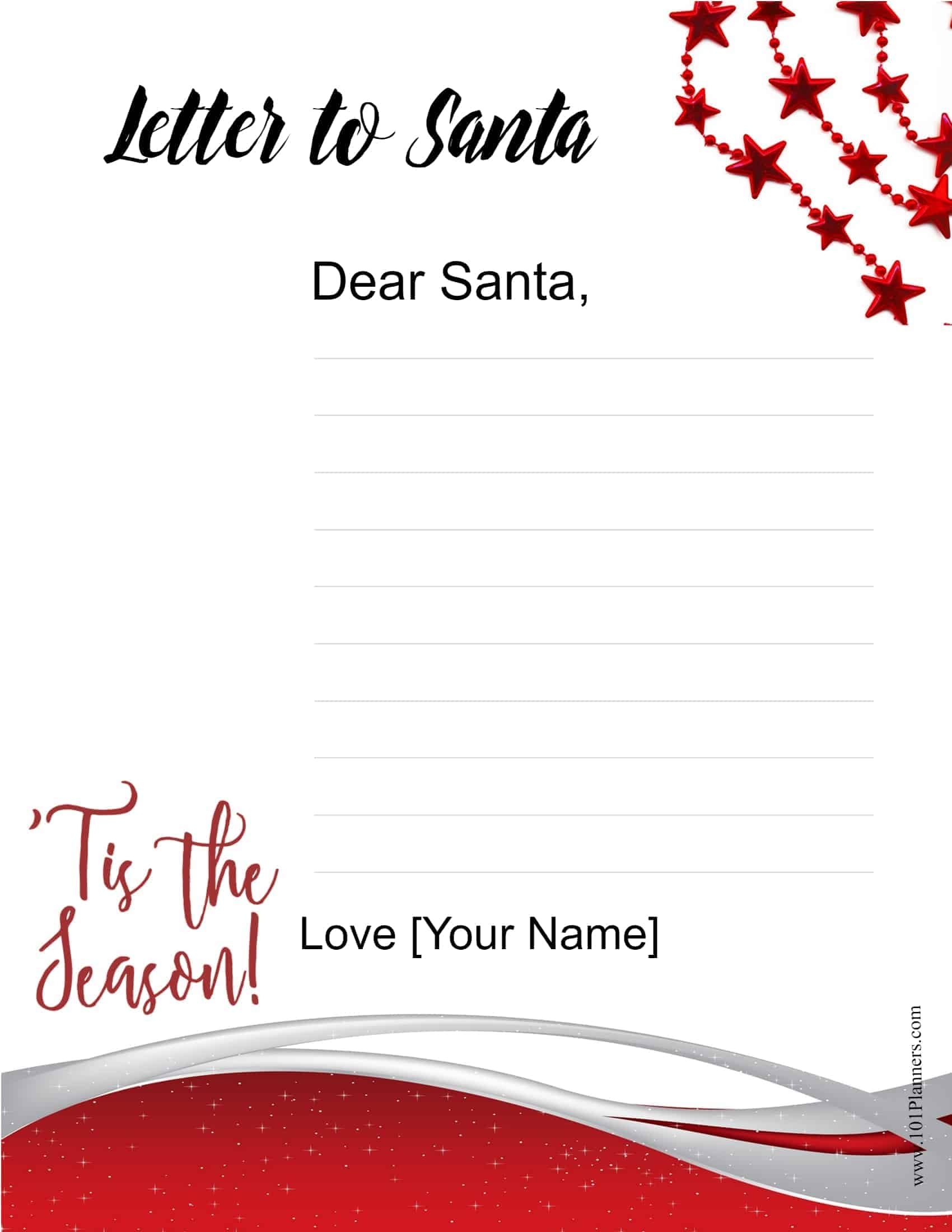 Free Letter To Santa Template | Customize Online Then Print Pertaining To Blank Letter From Santa Template