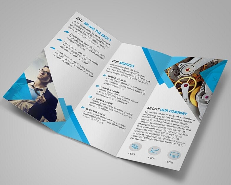 Free Modern Blue Tri Fold Brochure Template Psd – Titanui Throughout Brochure 3 Fold Template Psd