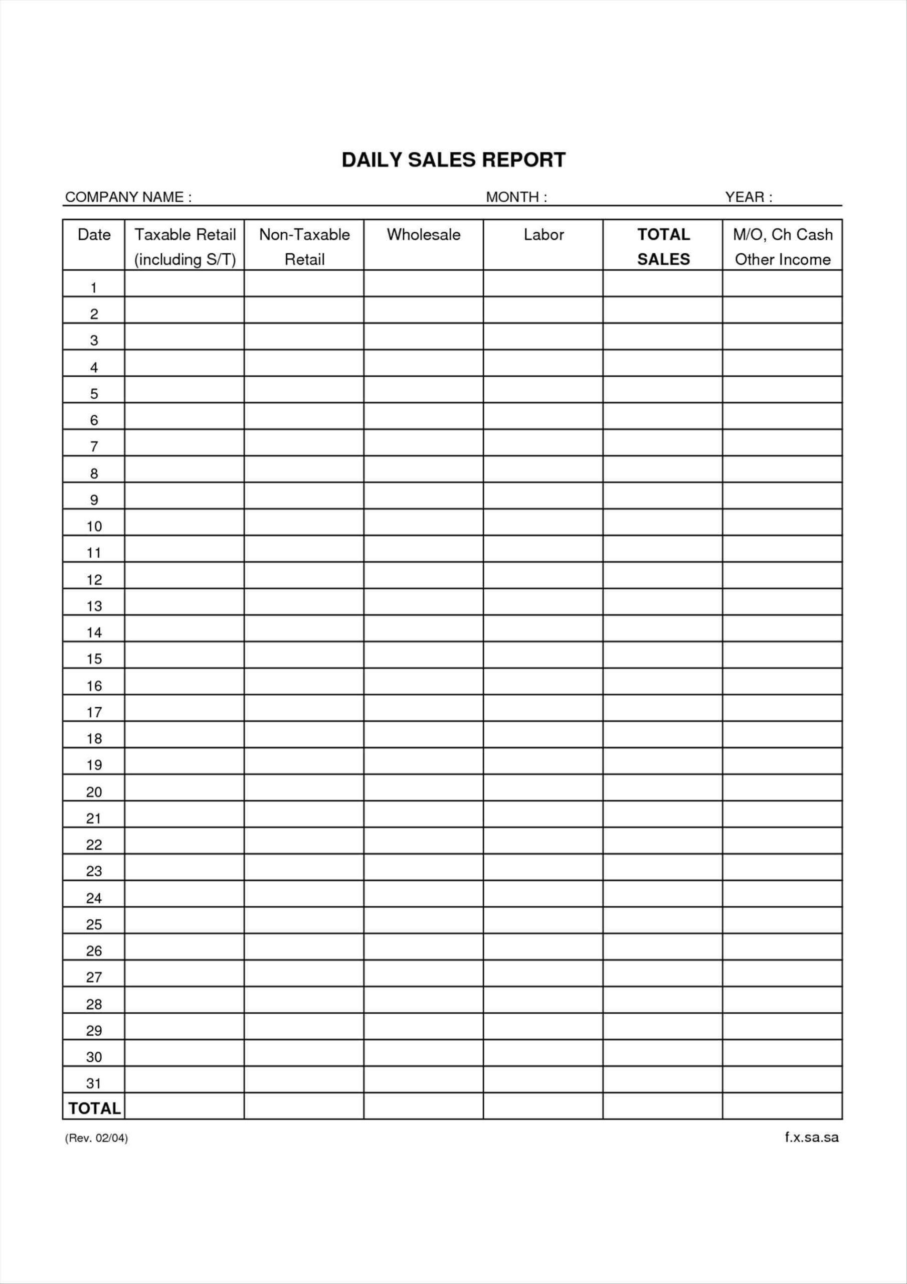 Free Monthly Sales Report Template Excel ~ Excel Templates Throughout Free Daily Sales Report Excel Template