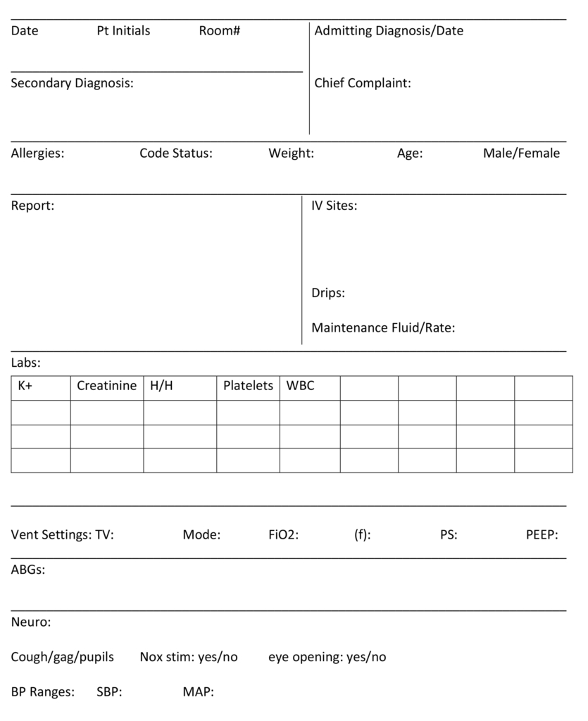 Free Nursing Report Sheets & How To Make One – 2022 – Full Time Nurse Inside Icu Report Template