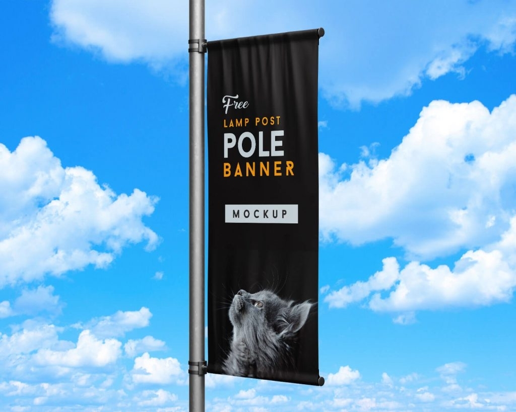 Free Outdoor Advertising Street Lamp Post Pole Banner Mockup Psd Set Inside Outdoor Banner Design Templates