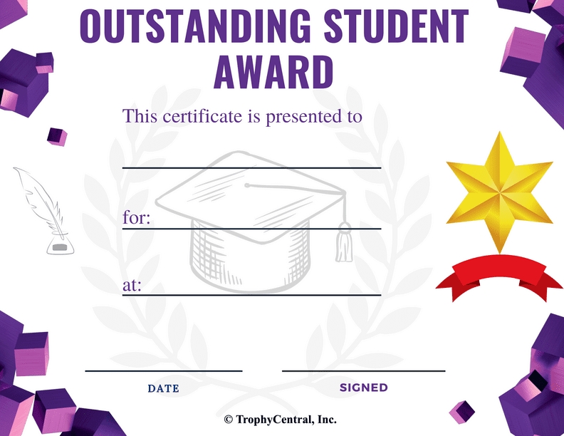 Free Outstanding Student Certificate Template | Trophycentral Intended For Student Of The Year Award Certificate Templates