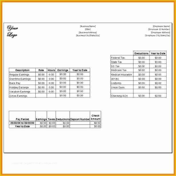 Free Pay Stub Template Download Of 6 Blank Pay Stub Template Word Pertaining To Blank Pay Stub Template Word