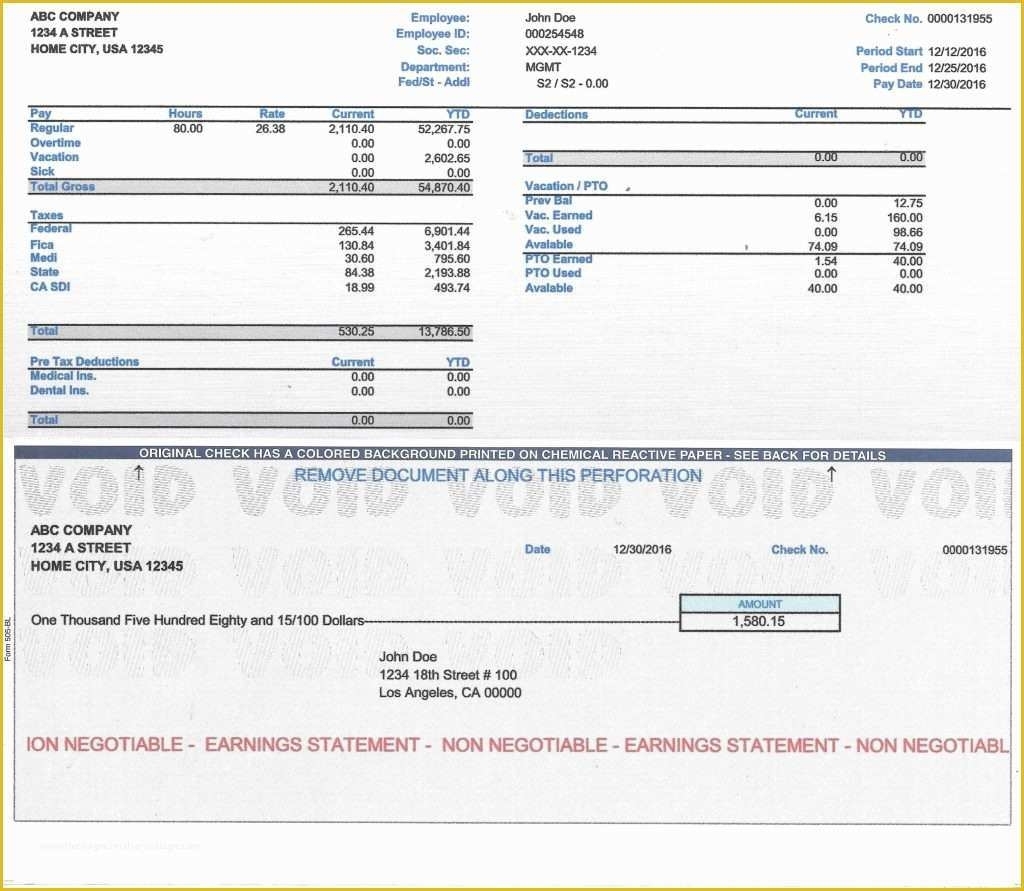 Free Paycheck Stub Template Download Of Blank Payroll Checks Paycheck Throughout Blank Pay Stubs Template