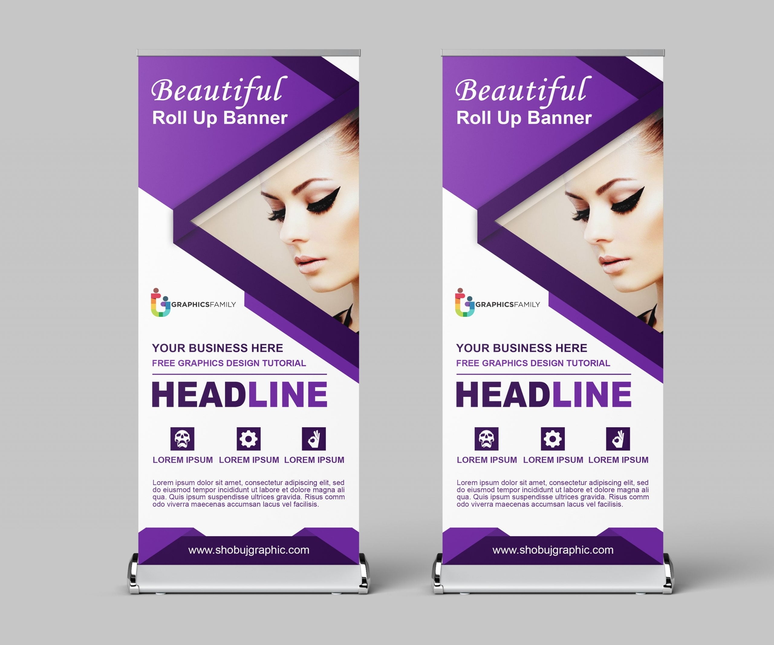 Free Photoshop Beauty Salon Roll Up Banner Design Template – Graphicsfamily With Regard To Banner Template For Photoshop