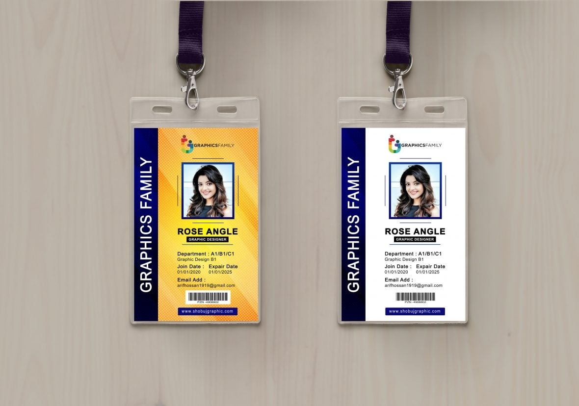 Free Photoshop Employee Vertical Id Card Design – Graphicsfamily Throughout Template For Id Card Free Download