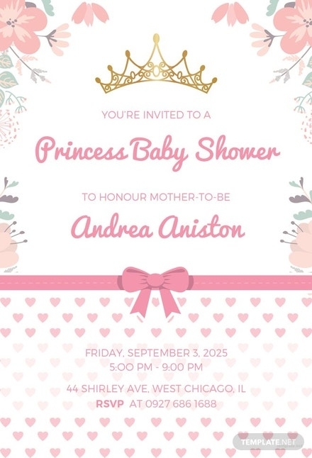 Free Princess Baby Shower Invitation Template In Microsoft Word With Free Baby Shower Invitation Templates Microsoft Word
