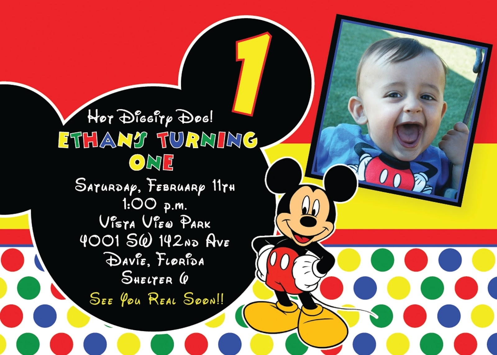 Free Printable 1St Mickey Mouse Birthday Invitations | Free Invitation For First Birthday Invitation Card Template