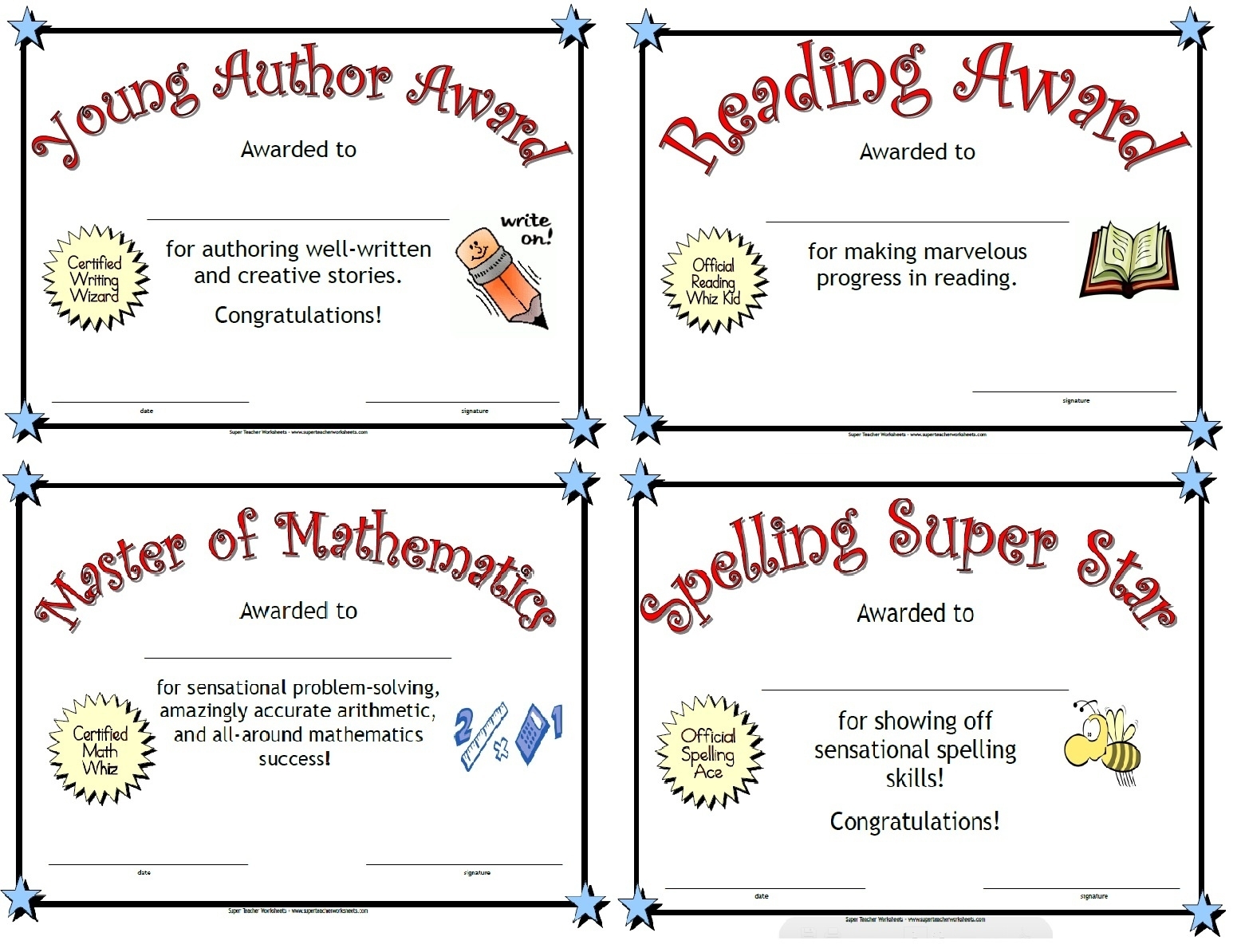 Free Printable Award Certificates For Elementary Students – Free Printable With Template For Certificate Of Award