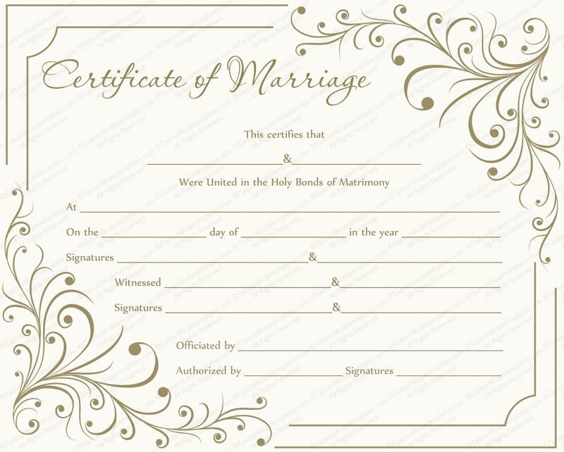 Free Printable Blank Marriage Certificates | Letter Template With Regard To Blank Marriage Certificate Template