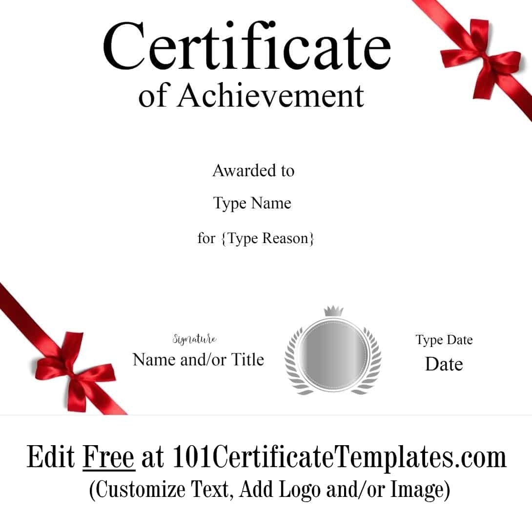 Free Printable Certificate Of Achievement | Customize Online Intended For Certificate Of Accomplishment Template Free