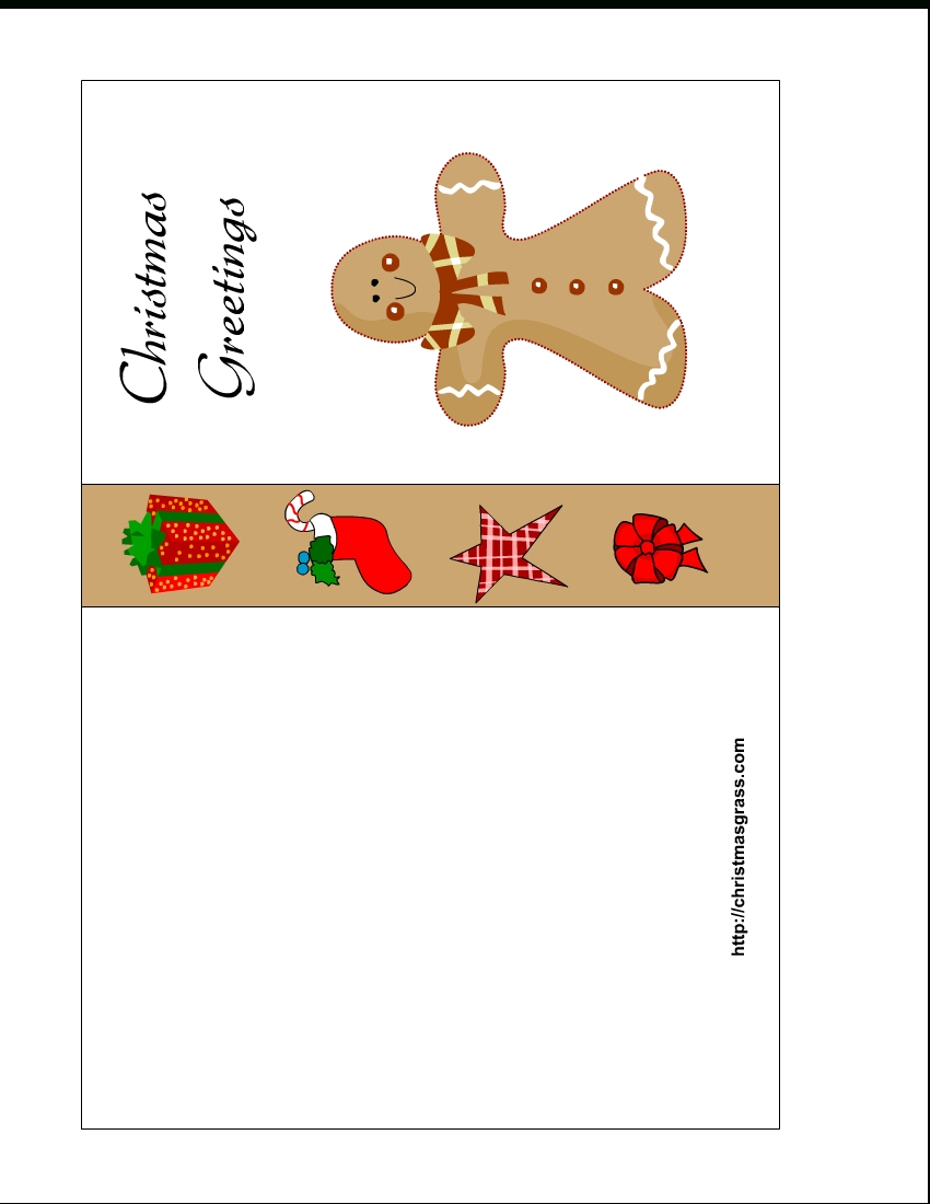Free Printable Christmas Card With Gingerbread Man Pertaining To Printable Holiday Card Templates