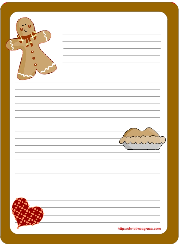Free Printable Christmas Stationery With Gingerbread Man Intended For Christmas Note Card Templates