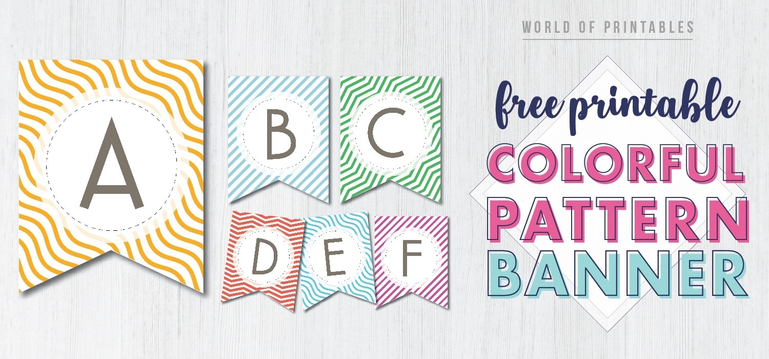 Free Printable Colorful Striped Pattern Banner Letters - World Of Throughout Printable Letter Templates For Banners