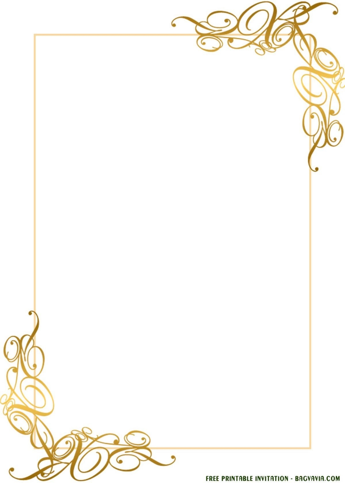 (Free Printable) - Gold Lace Invitation Templates For Any Occasions Regarding Blank Templates For Invitations