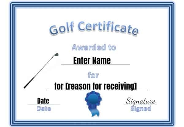 Free Printable Golf Certificates | Customizable For Golf Certificate Template Free