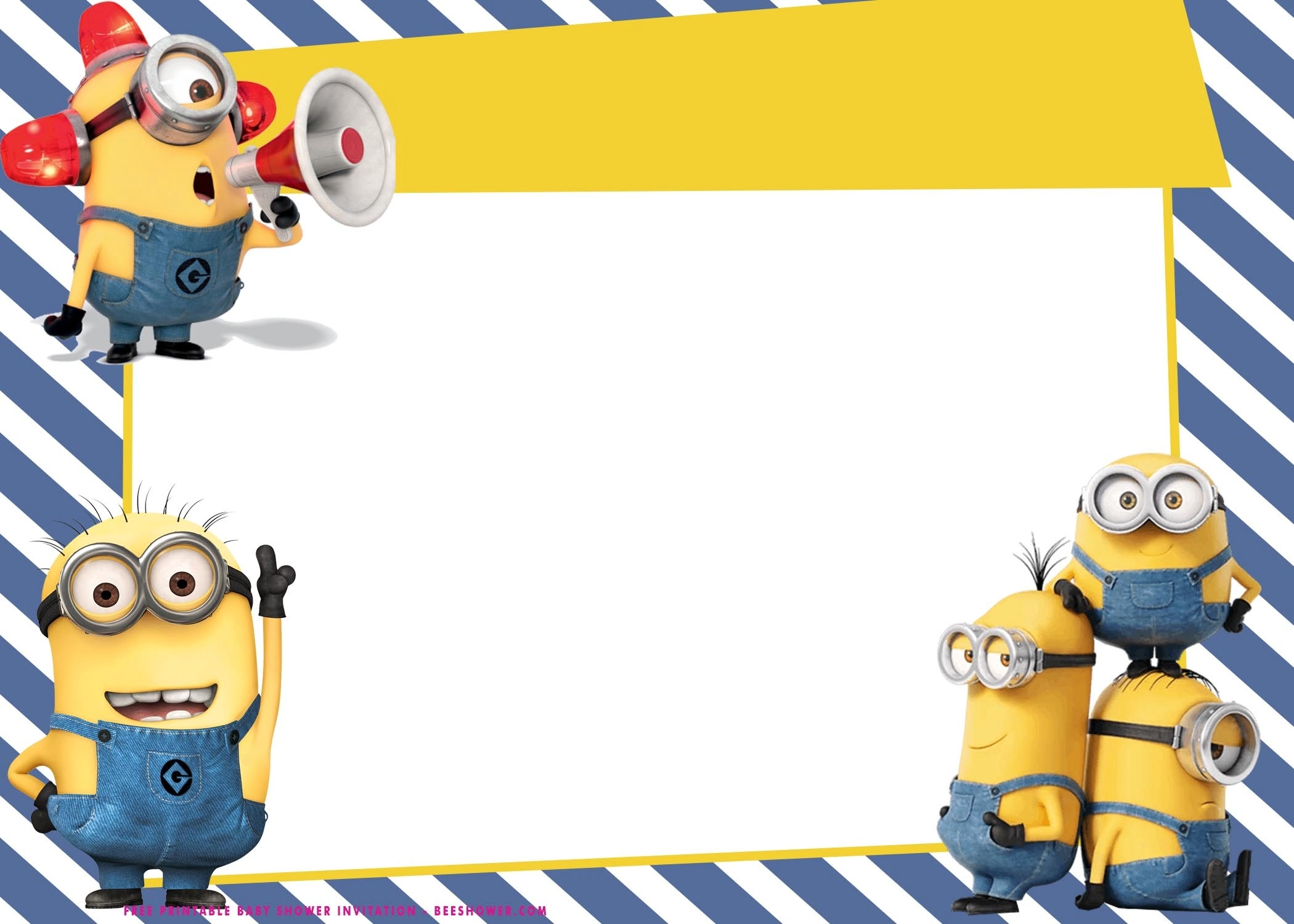 (Free Printable) - Minions Baby Shower Invitation Templates | Free Within Minion Card Template