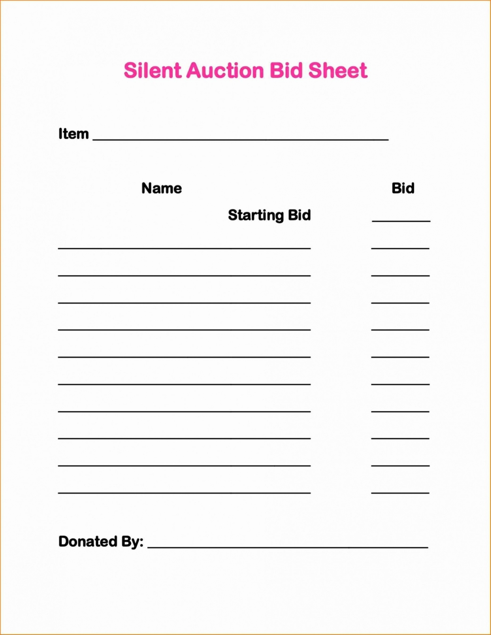 Free Printable Silent Auction Bid Sheets - Free Printable Regarding Auction Bid Cards Template