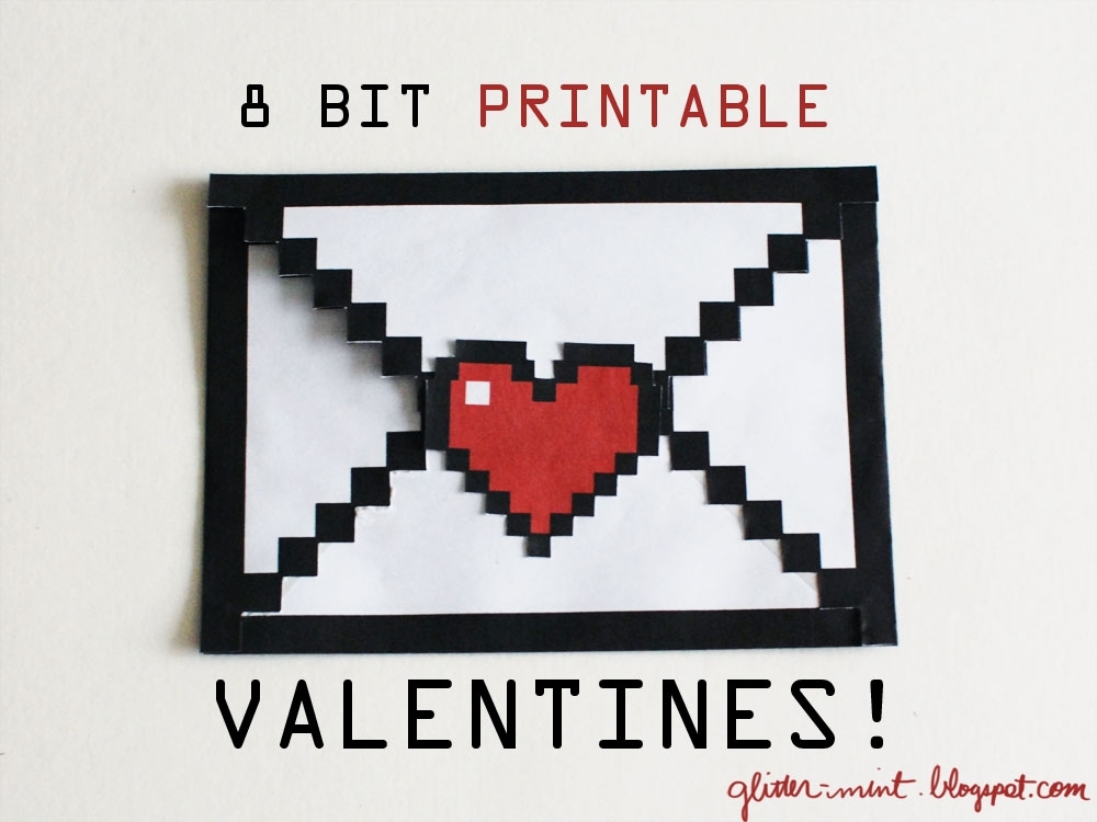Free Printables: 8 Bit Envelope For Valentines Within Pixel Heart Pop Up Card Template