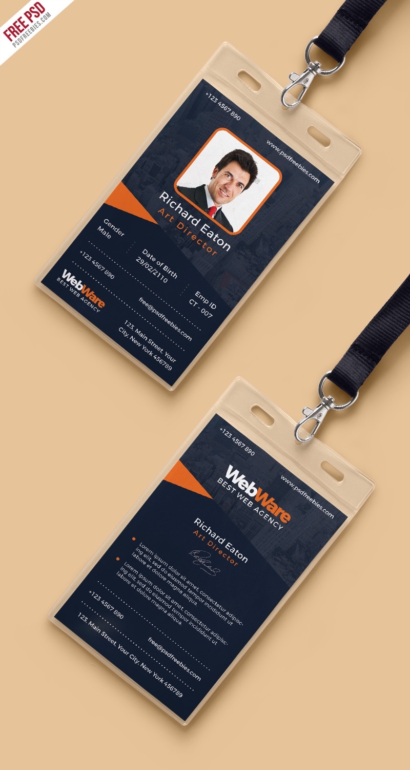 Free Psd : Vertical Company Identity Card Template Psd On Behance in Template Name Card Psd