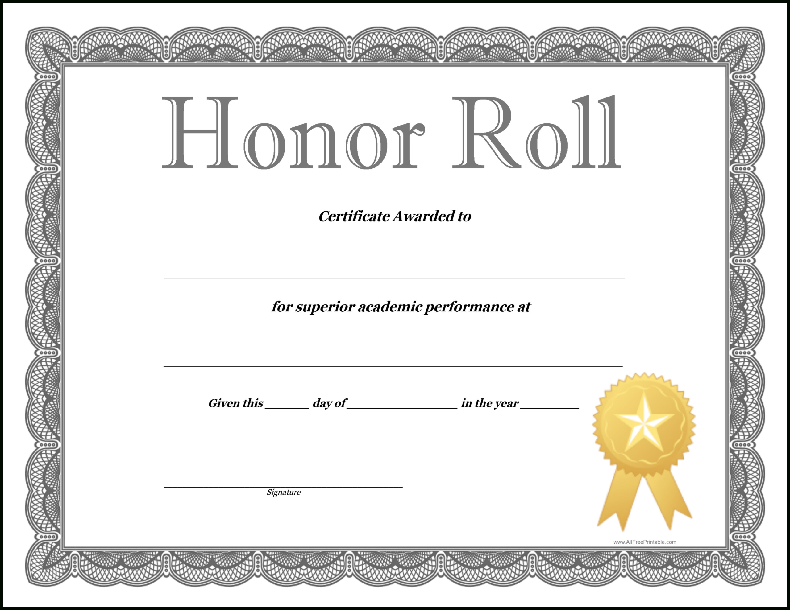 Free School Certificates & Awards – Free Printable Honor Roll With Free School Certificate Templates