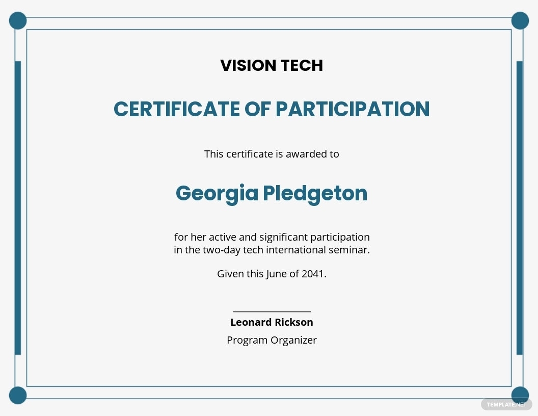 Free Seminar Workshop Certificate Of Participation Template – Word Inside Certificate Of Participation In Workshop Template