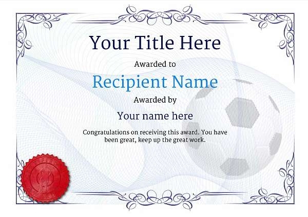 Free Soccer Certificate Templates - Add Printable Badges & Medals Within Soccer Award Certificate Template
