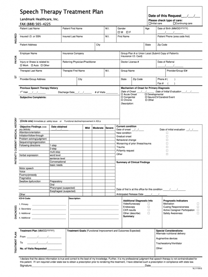 Free Speech Therapy Treatment Plan Fill Out And Sign Printable Pdf Pertaining To Speech And Language Report Template