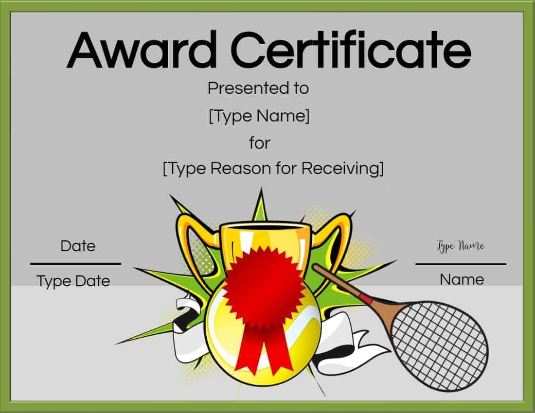 Free Tennis Certificates | Edit Online And Print At Home for Tennis Certificate Template Free
