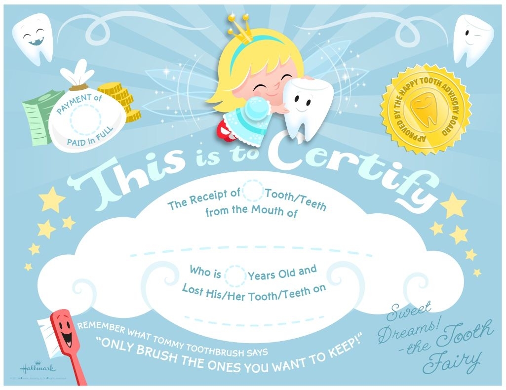 Free Tooth Fairy Certificate By Hallmark Pertaining To Free Tooth Fairy Certificate Template