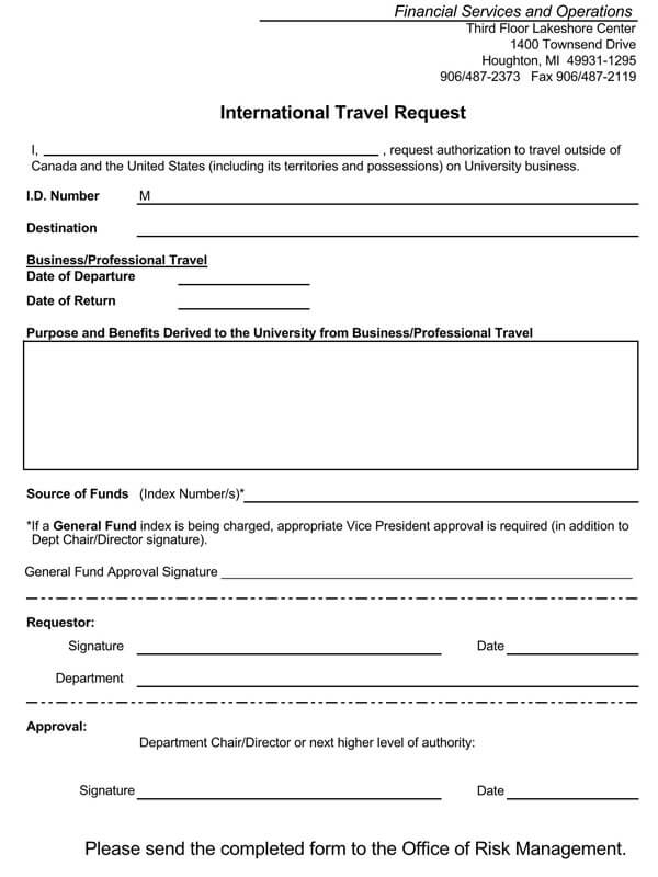 Free Travel Request Forms And Templates (Word | Pdf) Intended For Travel Request Form Template Word
