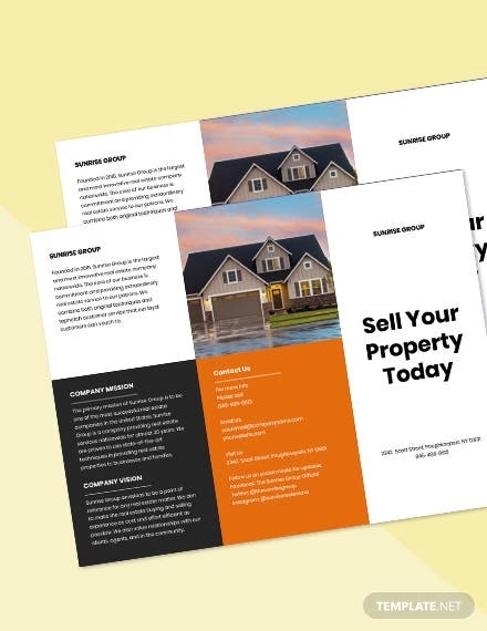 Free Tri Fold Real Estate And Property Sell Brochure Template Throughout Tri Fold Brochure Template Illustrator Free