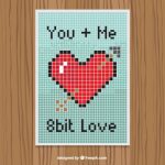 Free Vector | Pixelated Card With Heart And Arrow Pertaining To Pixel Heart Pop Up Card Template
