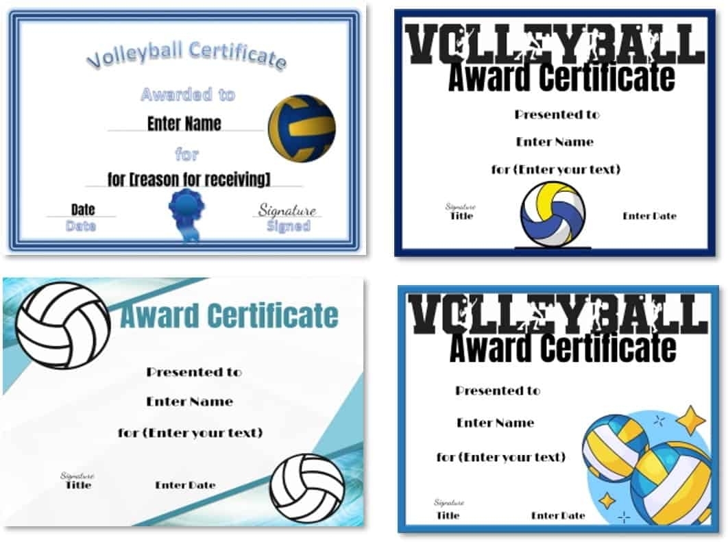 Free Volleyball Certificate Templates – Customize Online In Player Of The Day Certificate Template