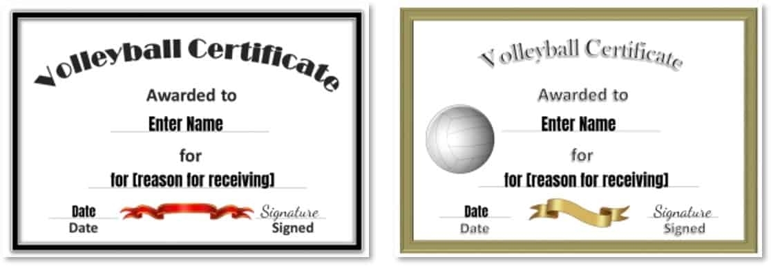 Free Volleyball Certificate Templates – Customize Online Throughout Player Of The Day Certificate Template