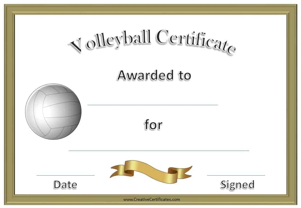 Free Volleyball Certificate Templates - Customize Online With Player Of The Day Certificate Template