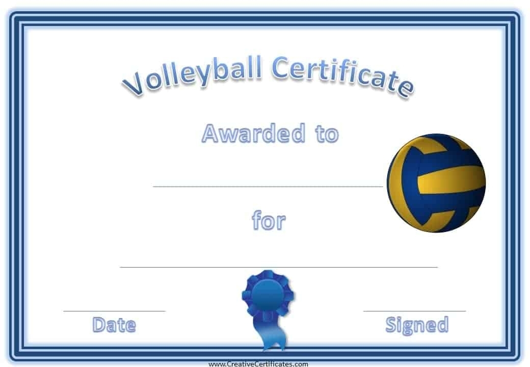Free Volleyball Certificate Templates - Customize Online Within Player Of The Day Certificate Template