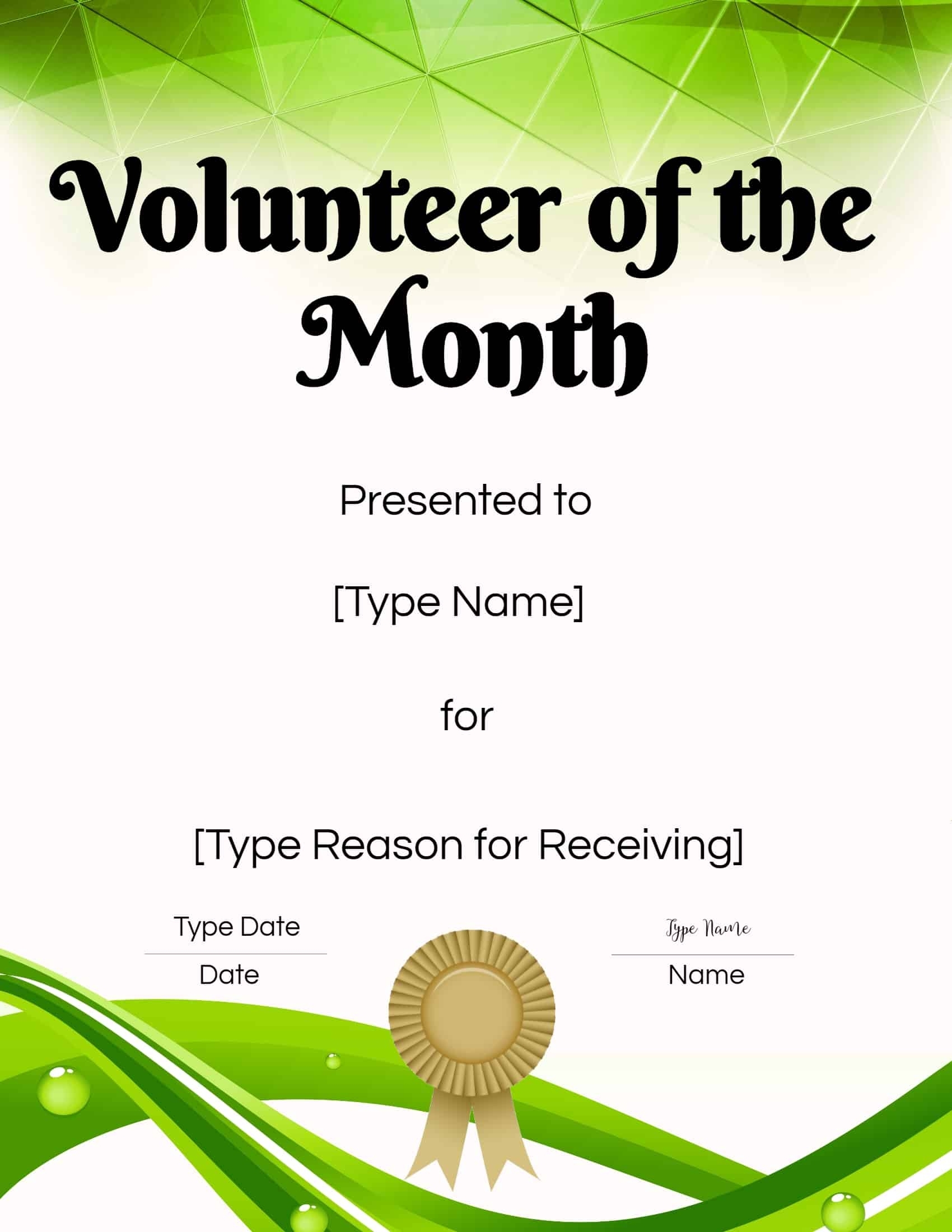 Free Volunteer Certificate Template | Many Designs Are Available With Regard To Volunteer Award Certificate Template
