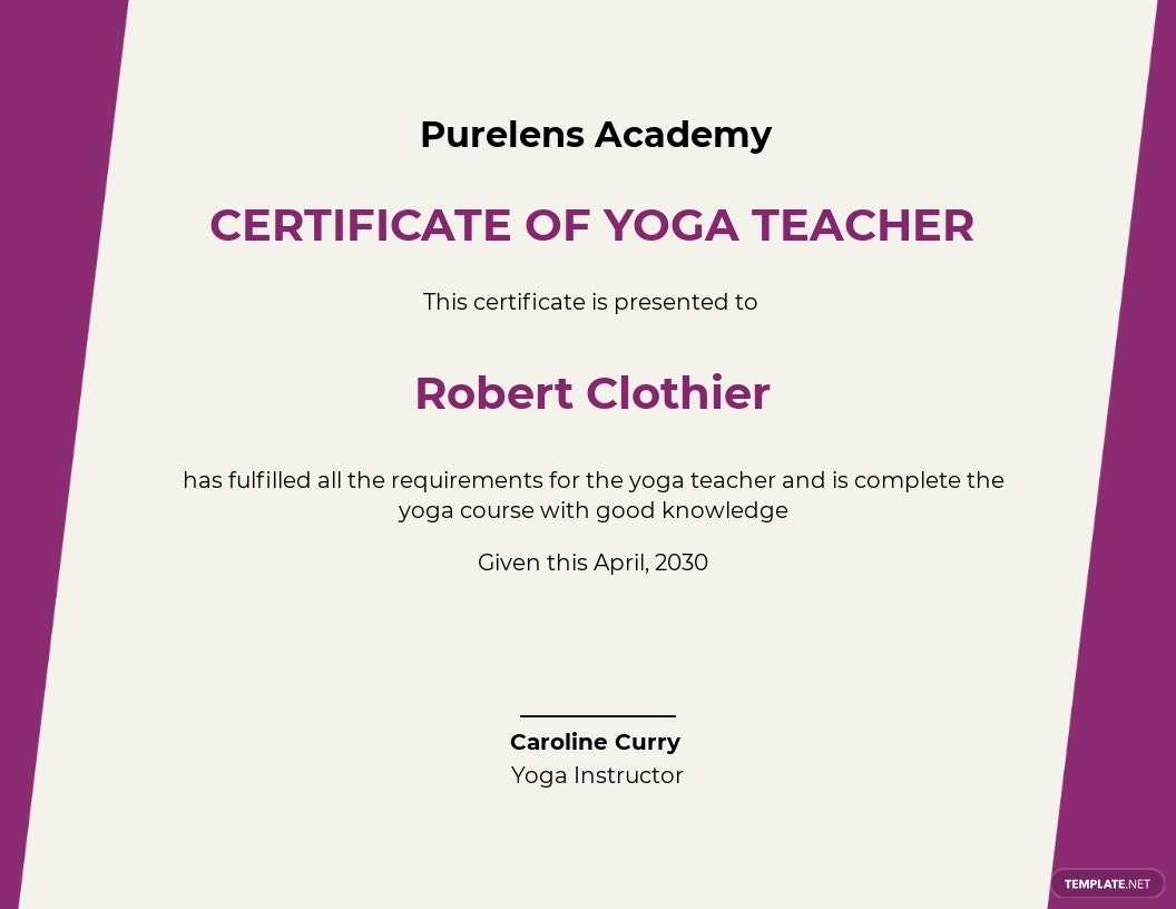 Free Yoga Certificate Templates, 7+ Download In Pdf, Word | Template With Regard To Yoga Gift Certificate Template Free