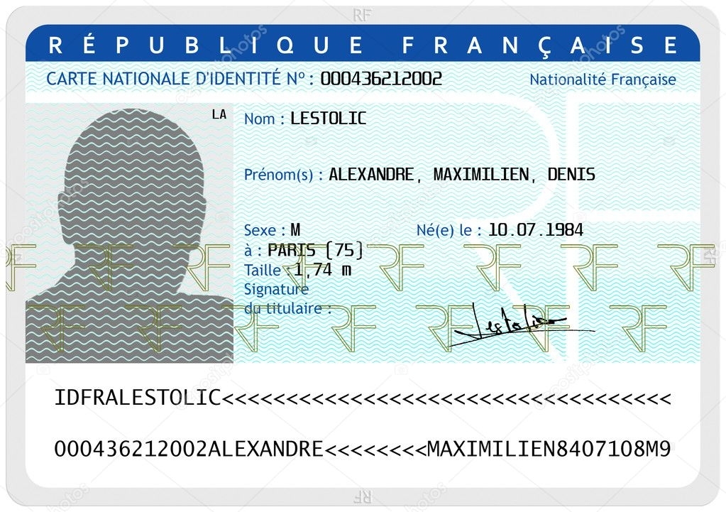 French National Identity Card (Male) — Stock Photo © Deniscostille #5111238 Regarding French Id Card Template