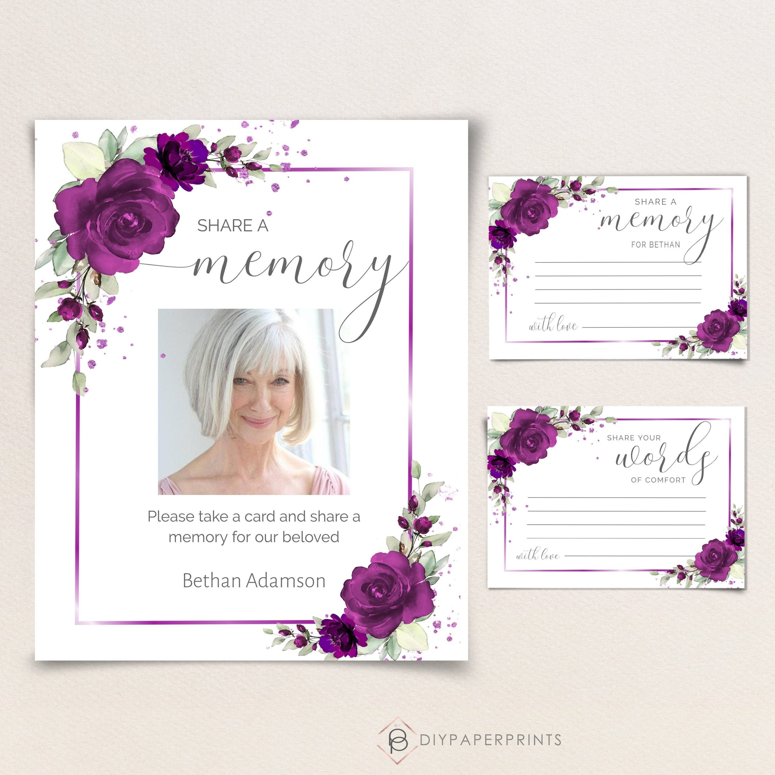 Funeral Share A Memory Card Template Funeral Memorial | Etsy With Regard To In Memory Cards Templates