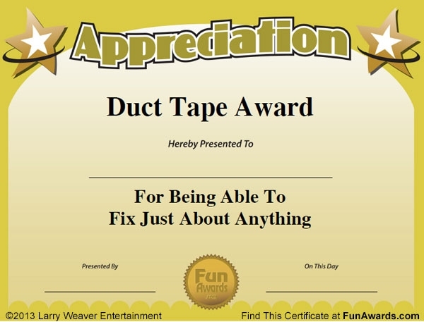 Funny Employee Awards™ - 101 Funny Awards For Employees, Work, Staff pertaining to Free Printable Funny Certificate Templates