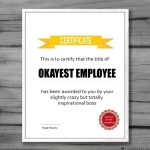 Funny Okayest Employee Gift Appreciation Digital Print Award | Etsy regarding Funny Certificates For Employees Templates