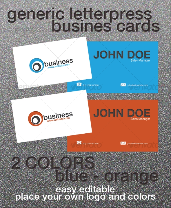 Generic Letterpress Business Card | Graphicriver With Regard To Generic Business Card Template