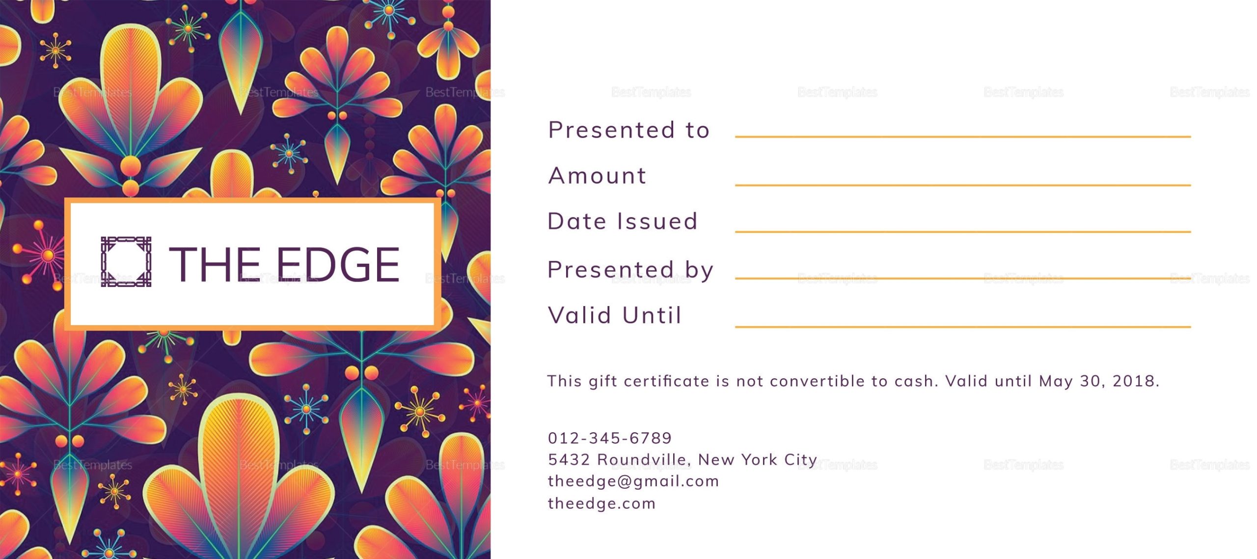 Gift Certificate Design Template In Psd, Word, Publisher, Illustrator within Gift Certificate Template Indesign