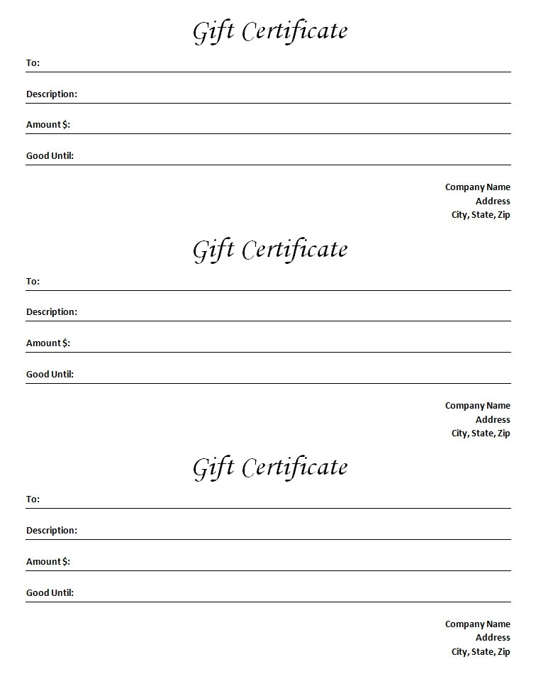 Gift Certificate Template – Blank Microsoft Word Document In Company Gift Certificate Template