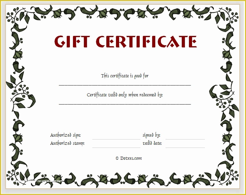 Gift Certificate Template Free Of 15 Fill In The Blank Certificate For Fillable Gift Certificate Template Free
