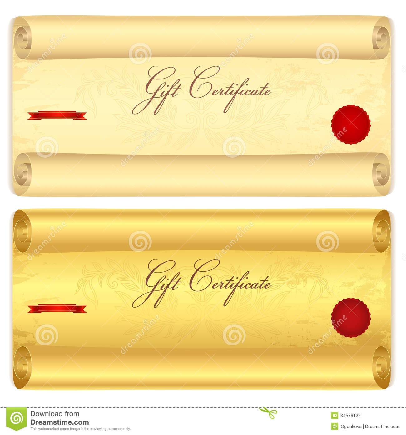 Gift Certificate, Voucher Template. Old Scroll, Pa Stock Vector Throughout Scroll Certificate Templates