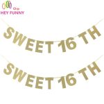Glitter Paper Letters Sweet 16 Th Banners Festive & Birthday Party Intended For Sweet 16 Banner Template
