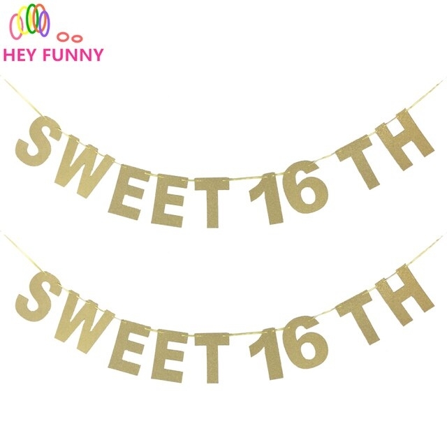 Glitter Paper Letters Sweet 16 Th Banners Festive & Birthday Party Intended For Sweet 16 Banner Template